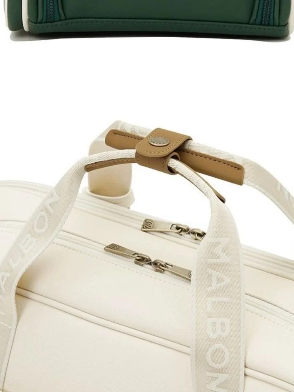 Malbon Golf Green White Travel Duffle Bag Weekender Carry-On Shoulder Strap